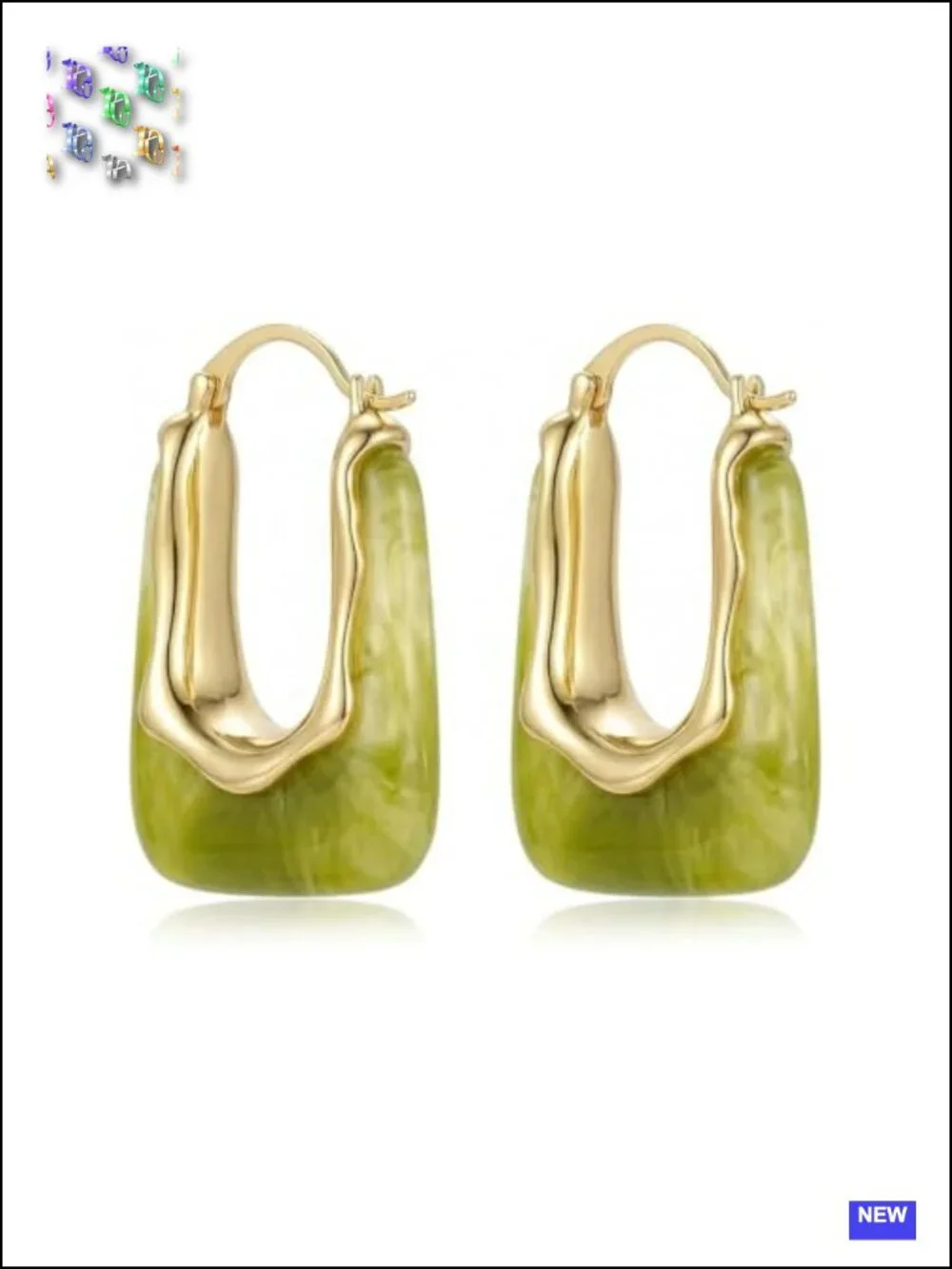 Chunky Resin Huggie Drop Earrings, Vintage Geometric Statement Jewelry for Party